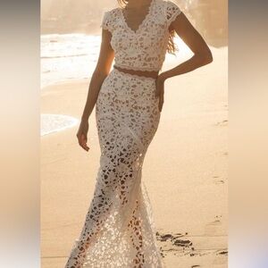 Lulus Crochet Lace Two piece maxi dress